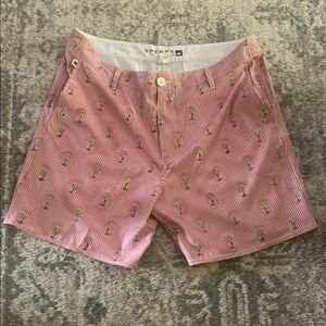 Sperry Pink Striped Embroidered Shorts